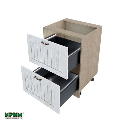 Долен модул с две чекмеджета с плавно затваряне и LED осветление МФ-Бяло фладер-04-72