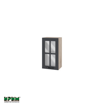 Горен модул с витринна врата и рафт АРФ-Карбон мат-11-102