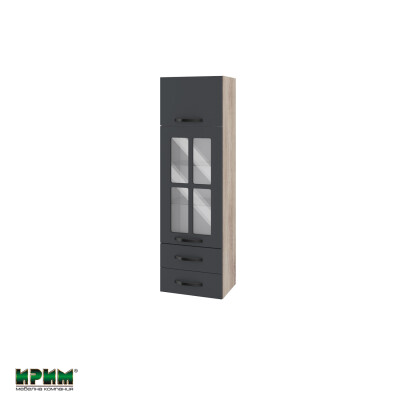 Горен модул с врата,витрина и две чекмеджета АРФ-Карбон мат-11-101