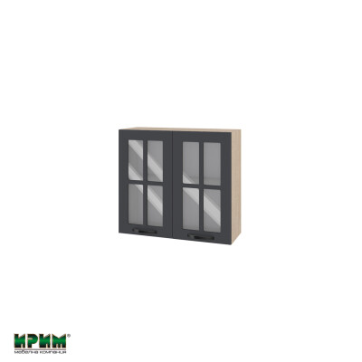 Горен модул с две витринни врати и рафт МФ-Карбон мат-11-104
