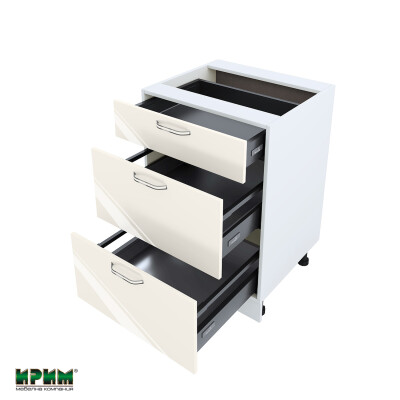 Долен модул с три чекмеджета с плавно затваряне БФ-Крийм гланц-11-54