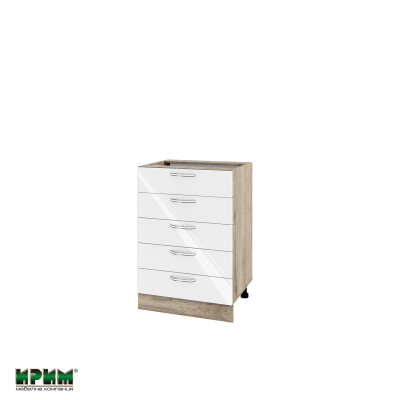 Долен модул с пет чекмеджета АРФ-Бяло гланц-05-29