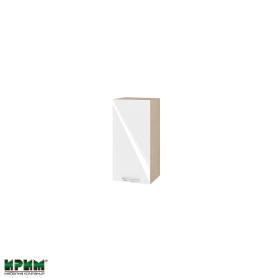 Горен модул с врата и рафт МФ-Бяло гланц-05-16