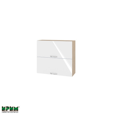 Горен модул с две хоризонтални врати МФ-Бяло гланц-05-12