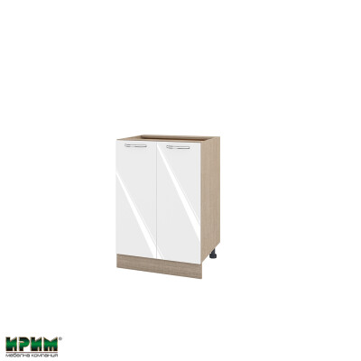 Долен модул за вграждане на мивка с две врати и рафт МФ-Бяло гланц-05-22