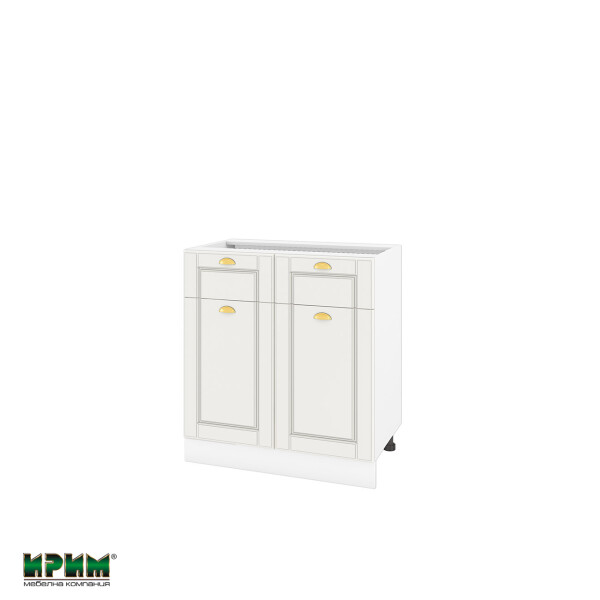 Долен модул с 2 чекмеджета,2 врати и рафт БФ-Бяло мат-09-26