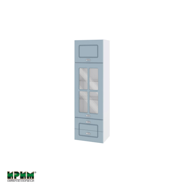 Горен модул с врата,витрина и две чекмеджета БФ-Деним мат-06-101