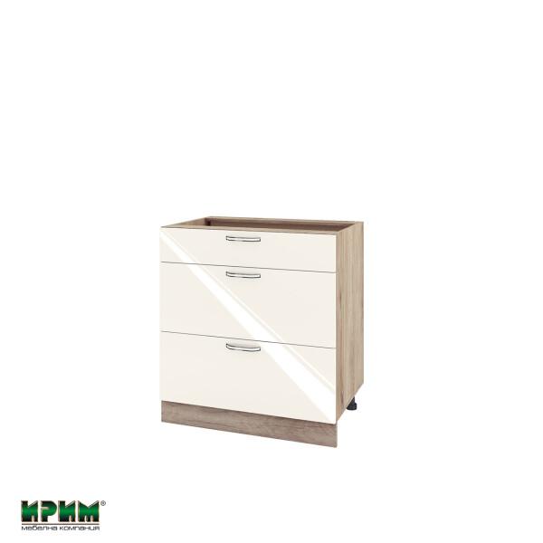 Долен модул с три чекмеджета с плавно затваряне АРФ-Крийм гланц-06-120