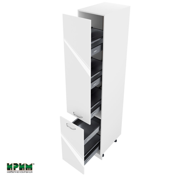 Колонен модул бутилиера с две врати с плавно затваряне БФ-Бяло гланц-05-65