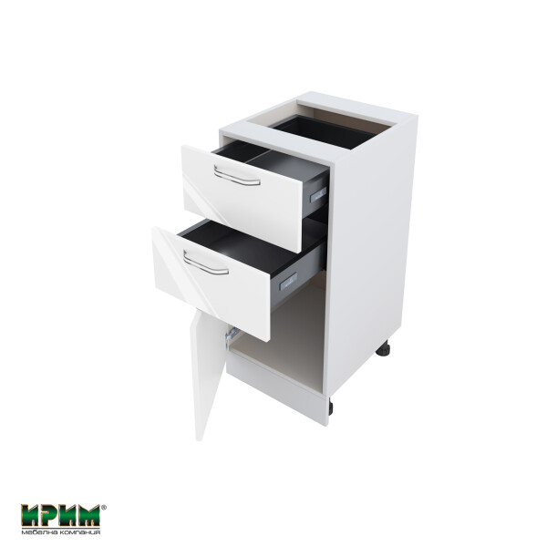 Долен модул с две чекмеджета и врата с плавно затваряне БФ-Бяло гланц-05-53 (десен)