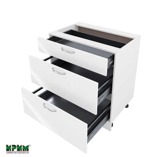 Долен модул с три чекмеджета с плавно затваряне БФ-Бяло гланц-05-55