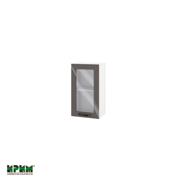 Горен модул с витринна врата и рафт БФ-Антрацит гланц-05-202