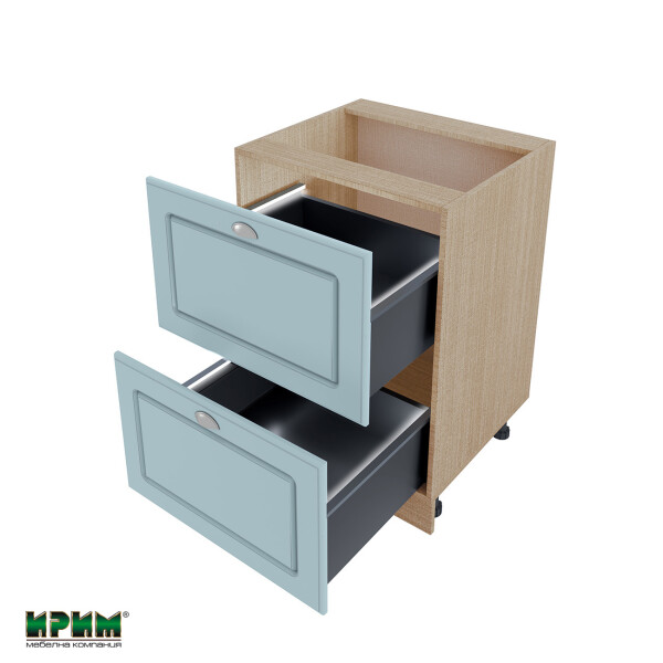 Долен модул с две чекмеджета с плавно затваряне и LED осветление МФ-Деним мат-06-72