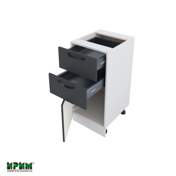 Долен модул с две чекмеджета и врата с плавно затваряне БФ-Карбон мат-11-53