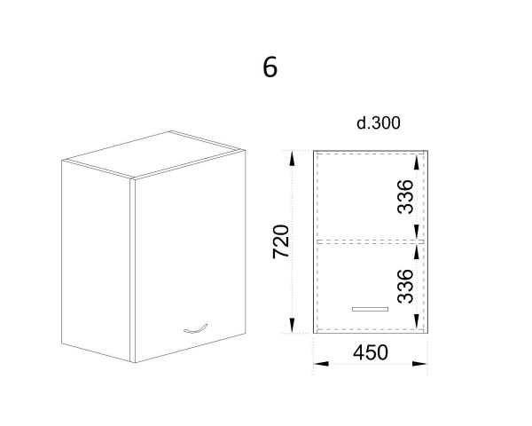 Горен модул с врата и рафт БФ-Дъб натурал-06-6