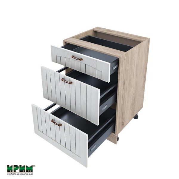 Долен модул с три чекмеджета с плавно затваряне АРФ-Бяло фладер-04-54