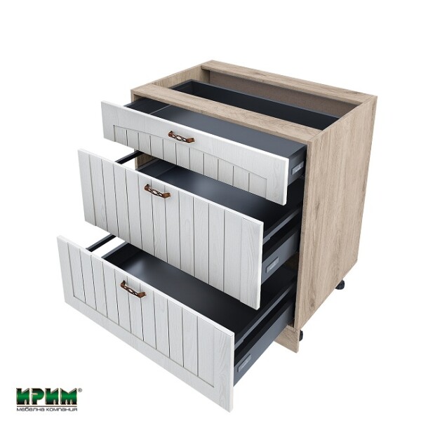 Долен модул с три чекмеджета с плавно затваряне АРФ-Бяло фладер-04-55