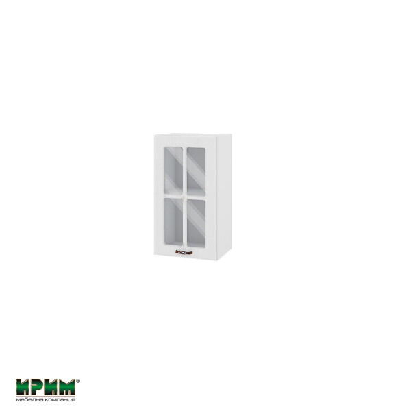 Горен модул с витринна врата и рафт БФ-Бяло фладер-04-102