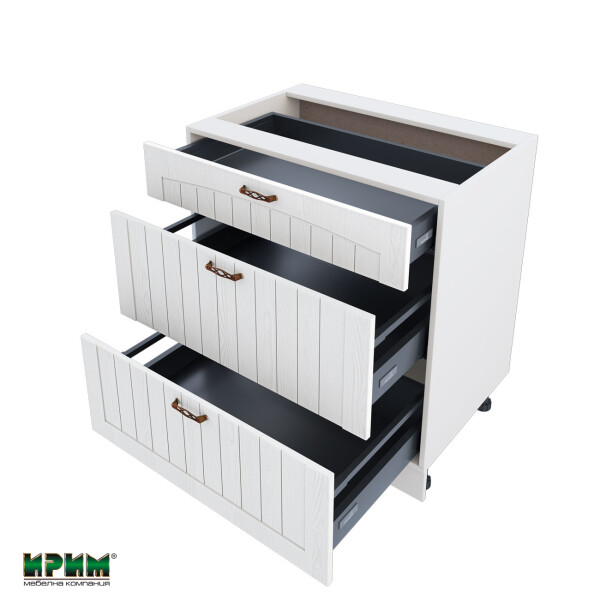 Долен модул с три чекмеджета с плавно затваряне БФ-Бяло фладер-04-55