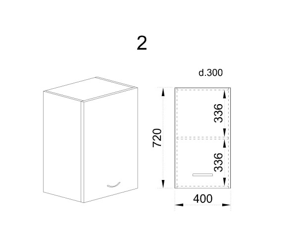 Горен модул с врата и рафт БФ-Сонома-02-2