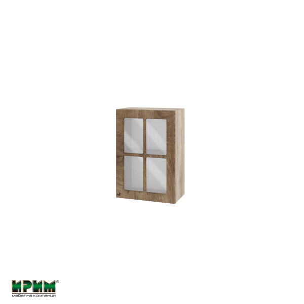 Горен модул с витринна врата и рафт АРФ-Дъб натурал-06-118