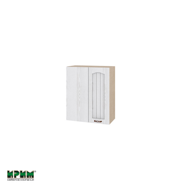 Горен модул за ъгъл с врата и рафт МФ-Бяло фладер-04-67 (ляв)