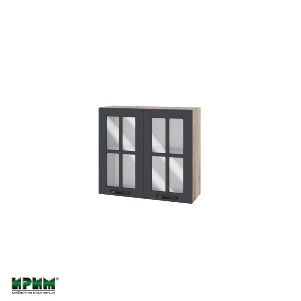 Горен модул с две витринни врати и рафт АРФ-Карбон мат-11-104