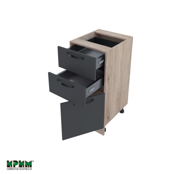 Долен модул с две чекмеджета и врата с плавно затваряне АРФ-Карбон мат-11-53