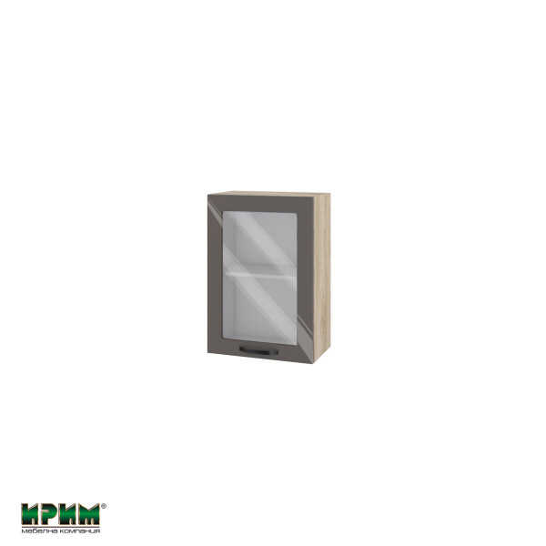 Горен модул с витринна врата и рафт АРФ-Антрацит гланц-05-218