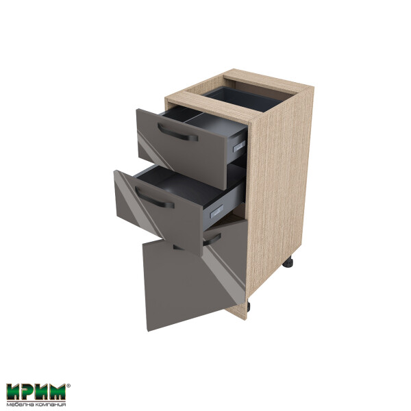 Долен модул с две чекмеджета и врата с плавно затваряне МФ-Антрацит гланц-05-53