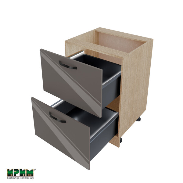 Долен модул с две чекмеджета с плавно затваряне и LED осветление МФ-Антрацит гланц-05-72