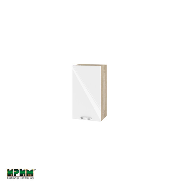 Горен модул с врата и рафт АРФ-Бяло гланц-05-2