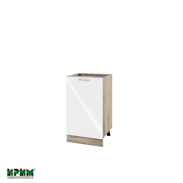 Долен модул с врата и рафт АРФ-Бяло гланц-05-43