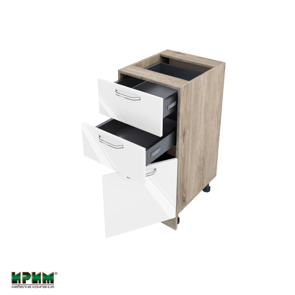 Долен модул с две чекмеджета и врата с плавно затваряне АРФ-Бяло гланц-05-53