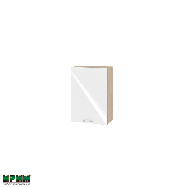 Горен модул с врата и рафт МФ-Бяло гланц-05-18