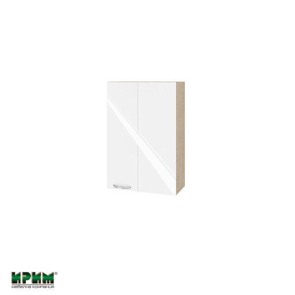 Горен модул за ъгъл с врата и рафт МФ-Бяло гланц-05-122