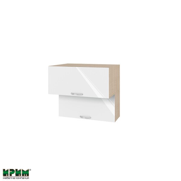 Горен модул с две хоризонтални врати МФ-Бяло гланц-05-107