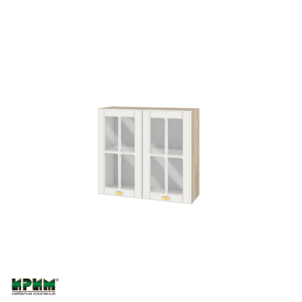 Горен модул с две витринни врати и рафт АРФ-Бяло мат-09-104