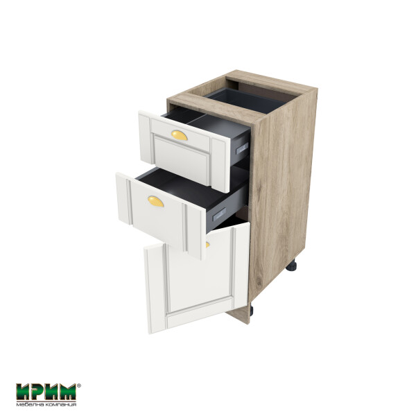 Долен модул с две чекмеджета и врата с плавно затваряне АРФ-Бяло мат-09-53 (десен)