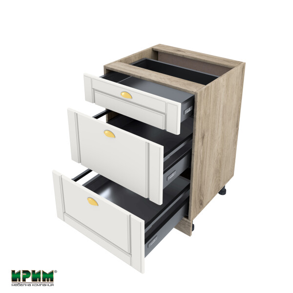 Долен модул с три чекмеджета с плавно затваряне АРФ-Бяло мат-09-54