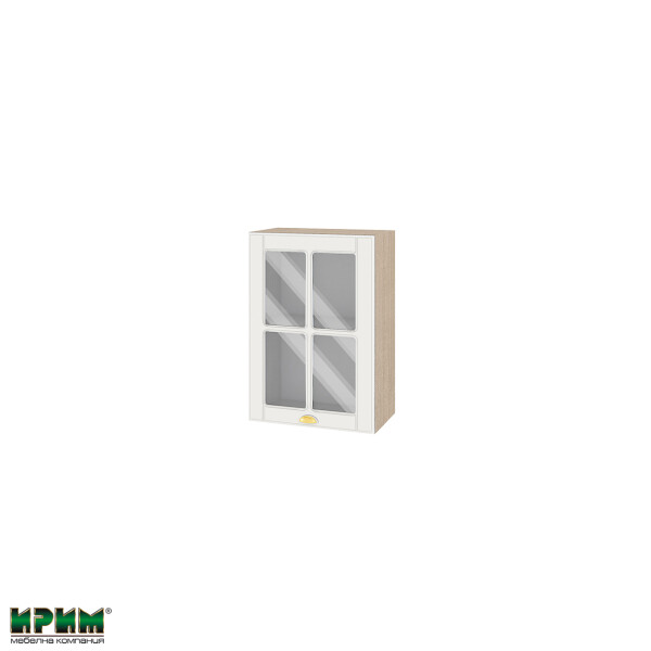 Горен модул с витринна врата и рафт МФ-Бяло мат-09-118