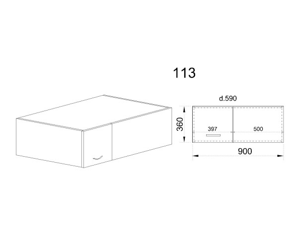 Горен модул за ъгъл с една врата МФ-Бяло мат-09-113