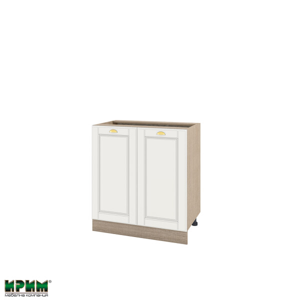 Долен модул за вграждане на мивка с две врати и рафт МФ-Бяло мат-09-23